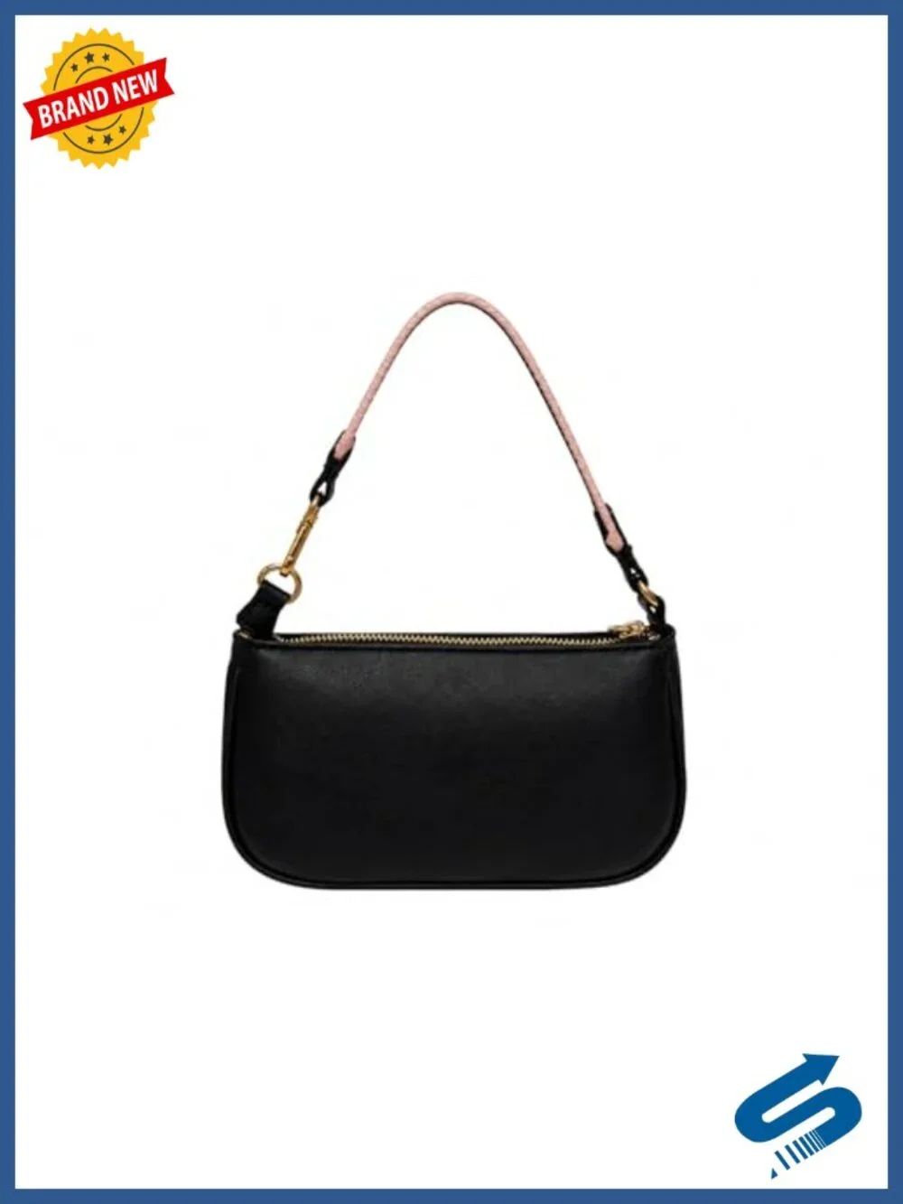 Women's Convertible Wristlet Handbag Faux Leather Gold-Tone Hardware Zip Closure